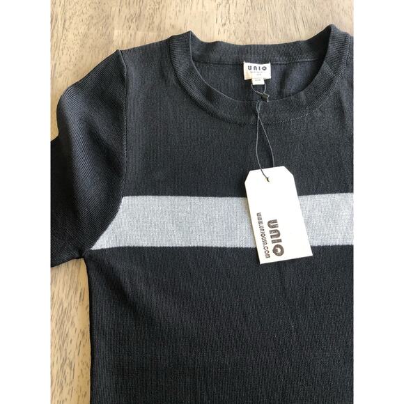 Uniq Black and Silver Bodycon Three Quarter Sleeve Sweater Dress - S/M - Picture 3 of 4